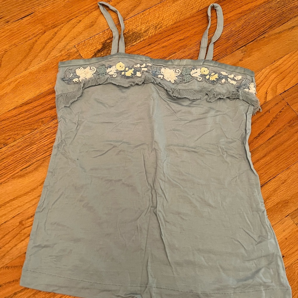 Vintage Banana Republic Blue Camisole with Floral Lace